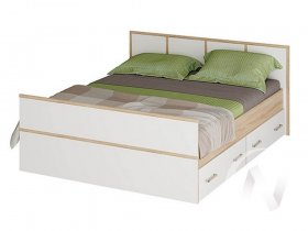 Двуспальная кровать 1,4м Сакура (дуб сонома/белый) в Агролесе - agroles.mebel-nsk.ru | фото