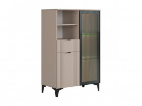 Комод 2 со стеклом Рич (кашемир/фрапучино матовый/черный) в Агролесе - agroles.mebel-nsk.ru | фото