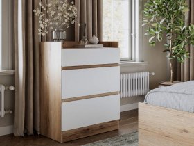 Комод 3 ящика Брауни (дуб делано/белый) в Агролесе - agroles.mebel-nsk.ru | фото