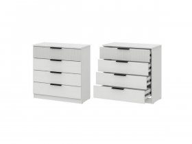Комод 4 ящика (ЛДСП/МДФ) Эккервуд (белый) в Агролесе - agroles.mebel-nsk.ru | фото