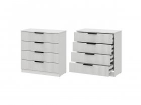 Комод 4 ящика (МДФ) Эккервуд (белый) в Агролесе - agroles.mebel-nsk.ru | фото