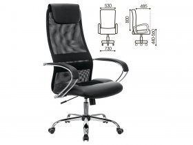 Кресло офисное BRABIX PREMIUM Stalker EX-608 CH, хром, ткань-сетка/кожзам, черное в Агролесе - agroles.mebel-nsk.ru | фото