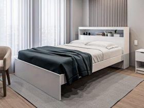 Кровать двуспальная 1,6м Бруклин СБ-3356 (белый) в Агролесе - agroles.mebel-nsk.ru | фото