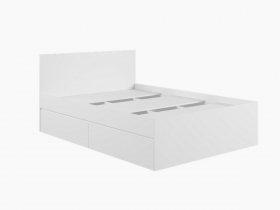 Кровать двуспальная с ящиками 1,4м Мадера-М1400 (белый) в Агролесе - agroles.mebel-nsk.ru | фото