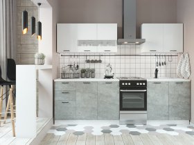 Кухонный гарнитур Дуся 2,0 м (белый глянец/цемент) в Агролесе - agroles.mebel-nsk.ru | фото