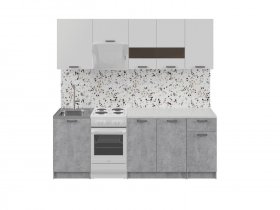 Кухонный гарнитур Розалия 1,7 м (белый/цемент) в Агролесе - agroles.mebel-nsk.ru | фото