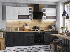 Модульная кухня Бруклин (белый/черный бетон) в Агролесе - agroles.mebel-nsk.ru | фото