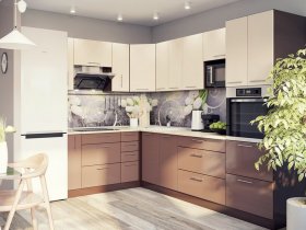 Модульная кухня Классика (ваниль/шоколад) в Агролесе - agroles.mebel-nsk.ru | фото