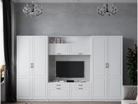 Модульная стенка Апполия (белый/белый дуб) в Агролесе - agroles.mebel-nsk.ru | фото