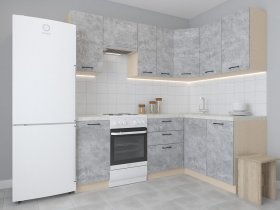 Модульная угловая кухня 1,4м*2,1м Лада (цемент) в Агролесе - agroles.mebel-nsk.ru | фото