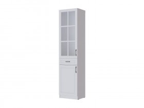 Пенал-витрина Апполия гостиная (белый/белый дуб) в Агролесе - agroles.mebel-nsk.ru | фото