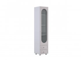 Шкаф однодверный со стеклом Милана (белое дерево/сакура) в Агролесе - agroles.mebel-nsk.ru | фото