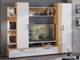 Стенка «Дакота» (дуб крафт золотой/белый ясень) в Агролесе - agroles.mebel-nsk.ru | фото