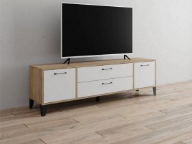 Тумба под ТВ Парус-13 (дуб крафт серый/белый) в Агролесе - agroles.mebel-nsk.ru | фото
